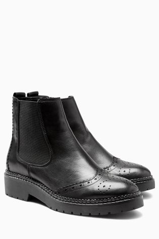 Black Cleated Sole Chelsea Boots